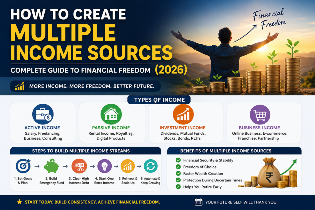 How to Create Multiple Income Sources: Complete Guide to Financial Freedom (2026) | InvestSathi