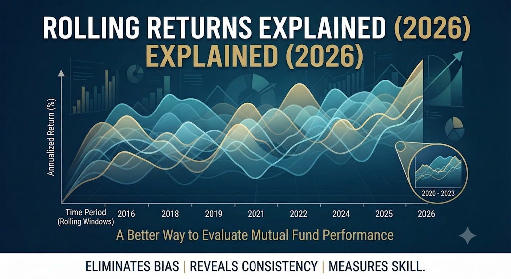 Infographic titled "2026 Mutual Fund Portfolio Review Guide," detailing when and how to assess investments.