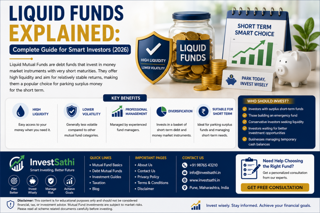 Liquid Fund explained with benefits, risks, returns, and who should invest in liquid mutual funds for short-term savings.